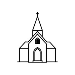 Outline drawing of a church icon on transparent background