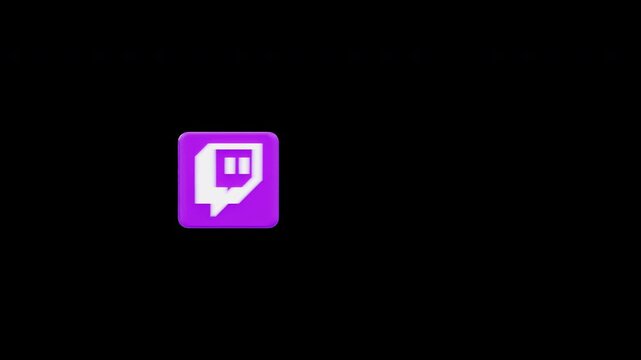 Animated 3D Twitch Follow Us Social Media Button, Alpha Channel