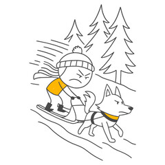 An Athlete Continuing to Advance and Not Giving Up the Fight Against the Strong Wind and Cold Weather Conditions on a Snowy Slope.