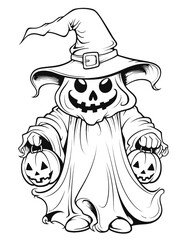 halloween witch with pumpkin