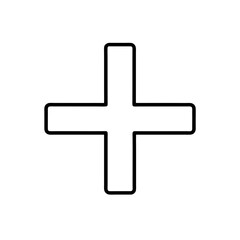 Obraz premium Simple outline of a plus symbol art on transparent background