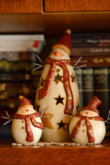 cute snowman Christmas figurines close up