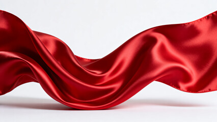 Red flowing fabric on white background