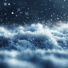 Abstract frozen snow surface with sparkling icy details, cinematic macro winter texture, snowfall cold background, neutral copy area