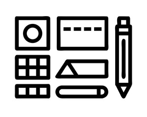 Black and white outline icon set for design tools