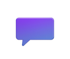 Naklejka premium A glossy speech bubble icon in gradient of purple-to-blue, symbolizing dialogue, 3D Illustration.