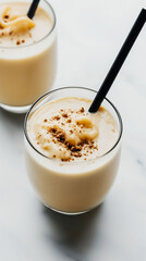 Creamy Butterbeer, a non-alcoholic fantasy drink with butterscotch and cinnamon, in a minimalist setting