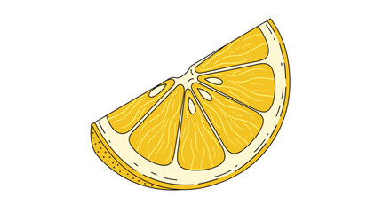 A bright yellow lemon slice with visible segments and a white background.