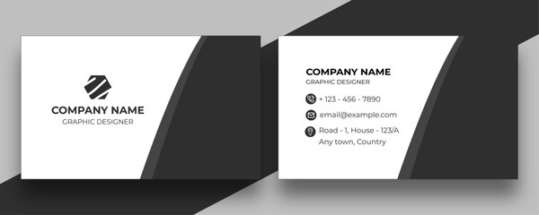 Modern Professional Business Card design with black and gray color. Creative Dark Band Business Card. Half Black Business Card template
