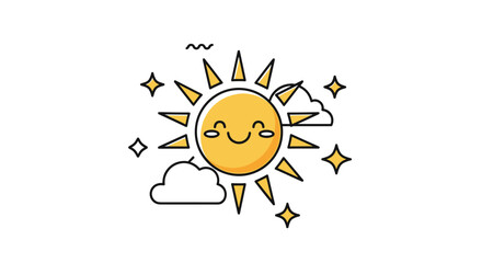A happy sun shining brightly in the sky.