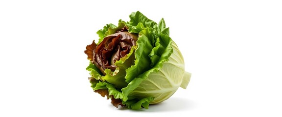 Crisp lettuce head, zenithal view, studio shot, white background,  garden,  botany