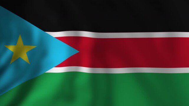 South sudan flag waving gently in the wind