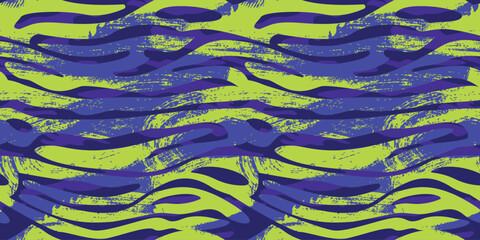 Fototapeta premium Vector seamless camo toxic zebra stripes army fatigue pattern design 