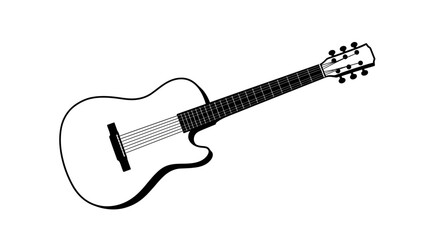 Acoustic guitar illustration on white background for music and art concepts