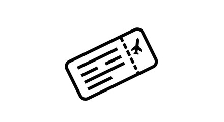 Airplane ticket icon isolated on white for travel and flight concepts