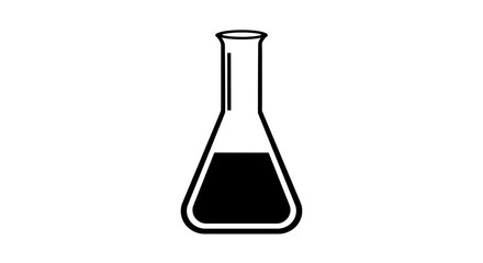 Black and white flask icon laboratory chemical experiment concept