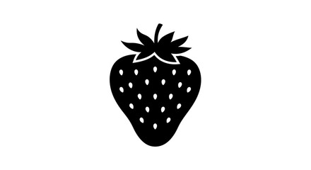 Black and white strawberry silhouette isolated on white background