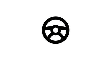 Black and white steering wheel graphic on white background