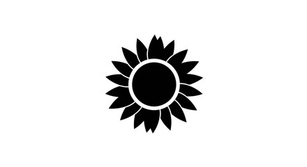 Black and white sunflower icon on white background for various applications