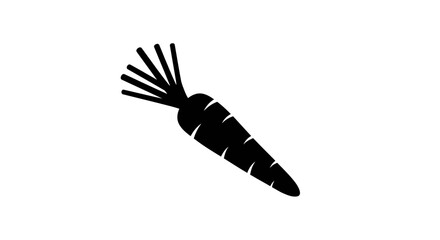 Black and white vector illustration of a carrot isolated on white background