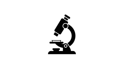 Black and white vector illustration of a microscope isolated on white