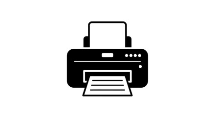 Black and white vector illustration of a printer for print and technology concepts