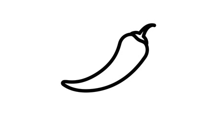 Black and white vector illustration of a chili pepper on white background