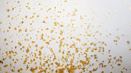 舞い散る金箔と白の和紙をイメージしたテクスチャ背景素材