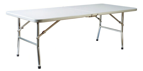 Durable white folding table for events parties and practical use isolated object detailed view