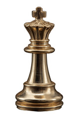 Golden chess king piece isolated on black background