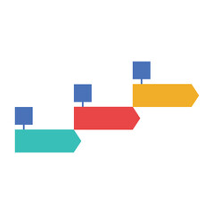 Minimalist infographic vector showing a colorful step-by-step timeline design with arrow shapes for progress visualization. Perfect for business presentation, data, or project planning templates.