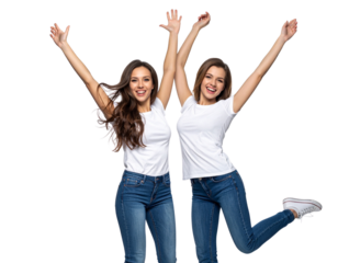 Happy Female Friends Dancing with Headphones – Fun Lifestyle PNG