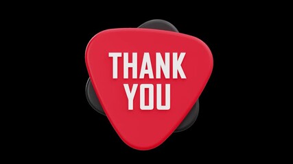 Animated 3D Thank You Text Icon for Social Media, Alpha Channel