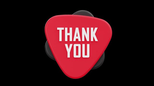 Animated 3D Thank You Text Icon for Social Media, Alpha Channel