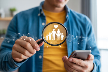 Find family history genealogy research ancestry search family tree dna test heritage magnifying glass