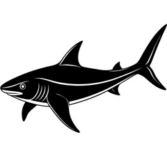 Obraz premium Thresher Shark Vector | Generative AI Linocut Silhouette Design 