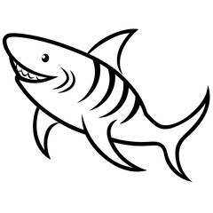 Obraz premium Tiger Shark Vector | Generative AI Linocut Silhouette Design