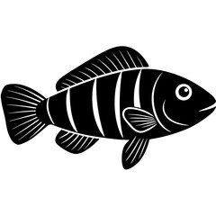 Wrasse Fish Vector | Generative AI Linocut Silhouette Design