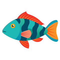 Fototapeta premium Wrasse Fish Vector | Generative AI Linocut Silhouette Design