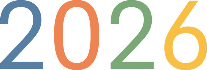 Vector art of colorful 2026 year for calendar or banner use