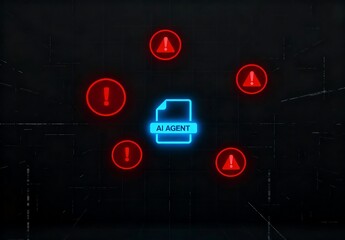 AI Agent Detecting Cybersecurity Threats with Warning Alerts – Artificial Intelligence Risk Detection Concept.