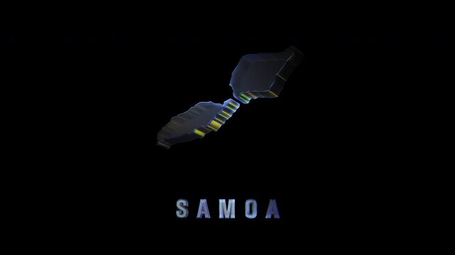 Rotating 3d map of samoa with illuminated outline