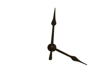 Minimalistic black clock hands on transparent or white background, time concept, modern design