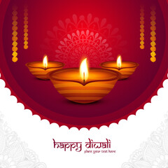 Diwali Festival Glow Background with Three Glowing Diyas, Elegant Mandala Motif, Rich Maroon Backdrop, and Warm Decorative Light Design for Indian Celebration Greeting Card Artwork