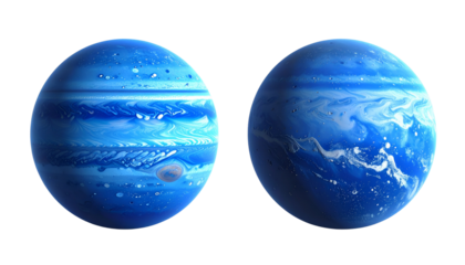 Neptune Planet Front View and Angled Perspective, isolated on transparent background