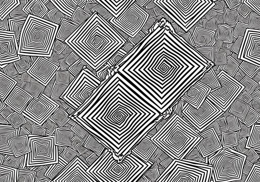 Hypnotic square patterns creating dynamic visual illusions artwork