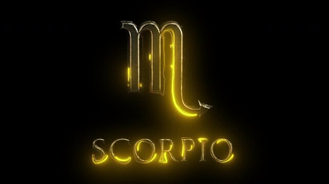 Golden scorpio zodiac sign appearing on black background