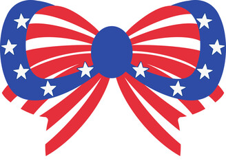 cute us flag in bow tie ribbon shape vector cartoon illustration