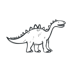 Fototapeta premium Friendly dinosaur character with spines for childrens illustrations. Vector illustration