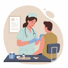 Fototapeta premium Vaccination Process Nurse Administering Vaccine to Patient in Doctor's Office